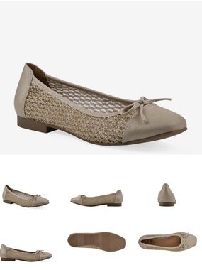 White Mountain Beige Woven Ballet Flat with Bow